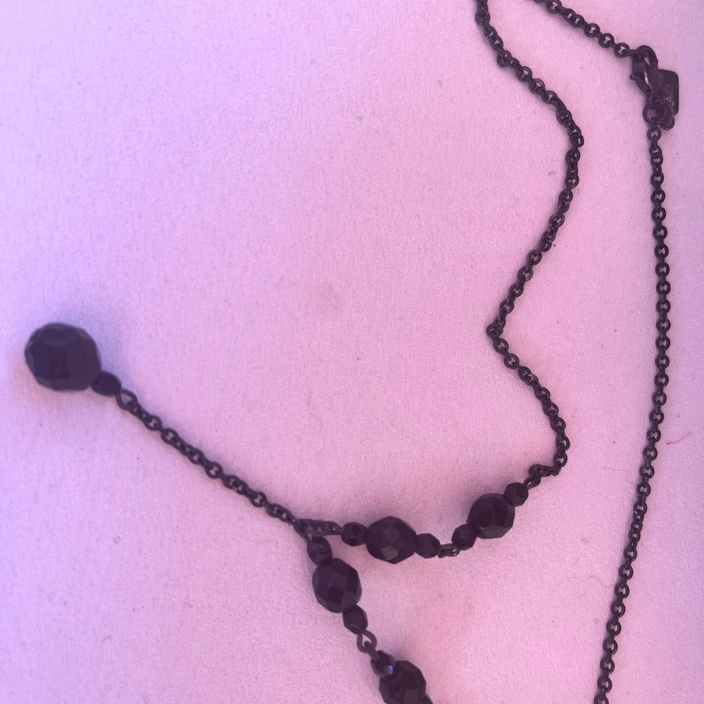 “1928”  Black Beaded Lariet Necklace - Picture 3 of 9